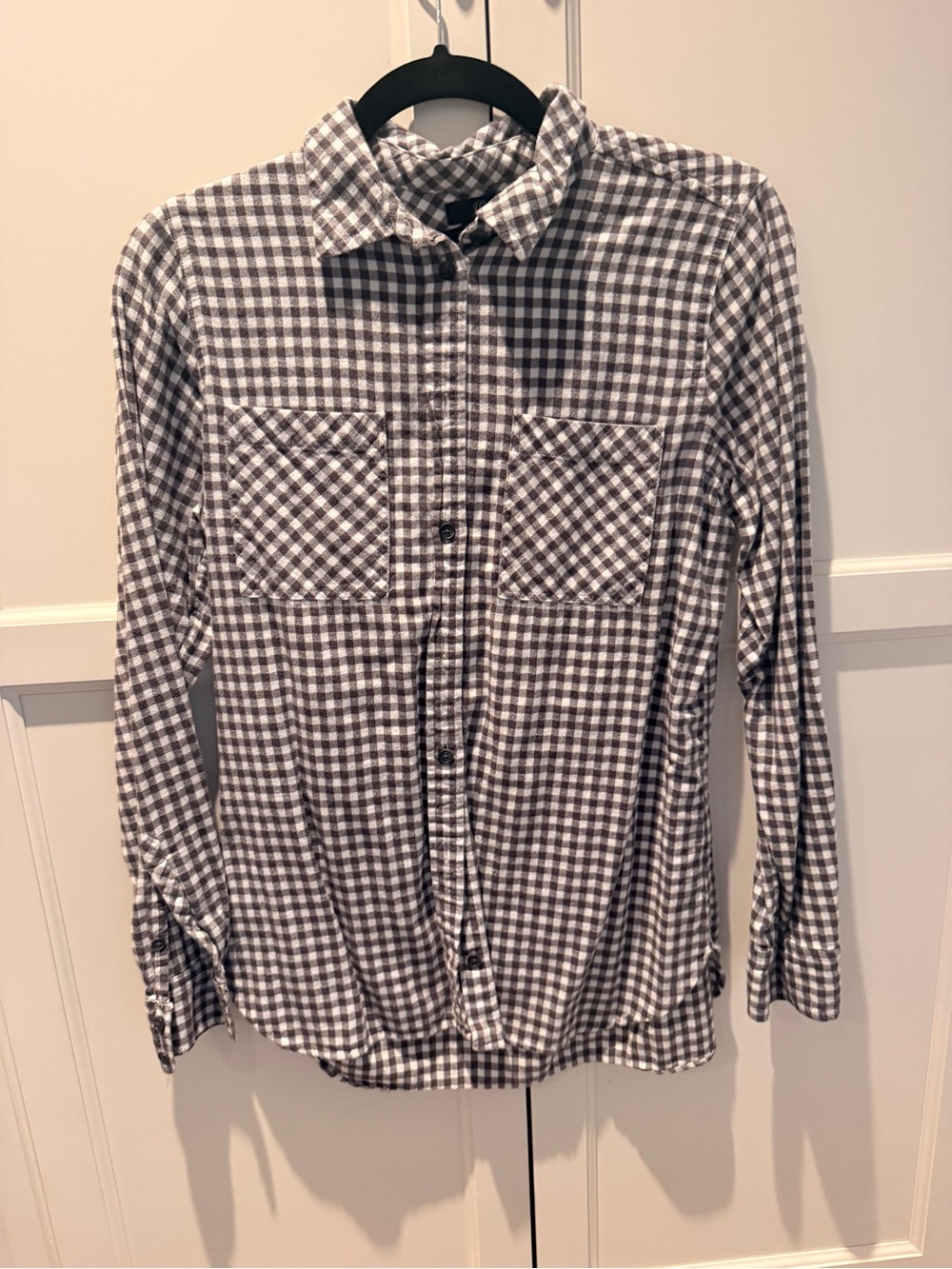 J. Crew Black and White Gingham Button-Down Shirt